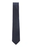 Hugo Boss Jacquard-patterned Tie In Water-repellent Silk- Dark Blue Men's Ties