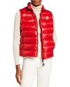 Moncler Ghany Shiny Quilted Puffer Vest In Redd