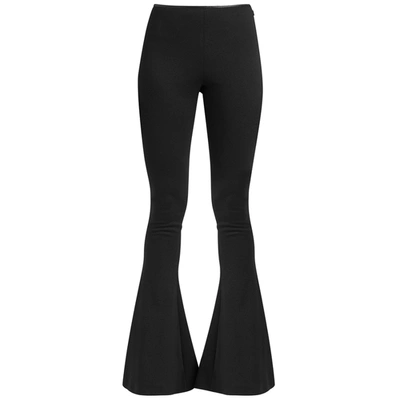16arlington Koro Leather-trimmed Stretch-crepe Flared Pants In Black