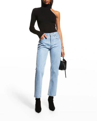 Still Here Tate Cropped Jeans With Contrast Panels In Blue