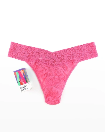 Hanky Panky Original-rise Boxed Lace Thong In Sugar Rush Pink