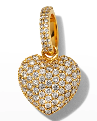 Buddha Mama 20k Pave Diamond Puffy Heart Pendant, 13mm