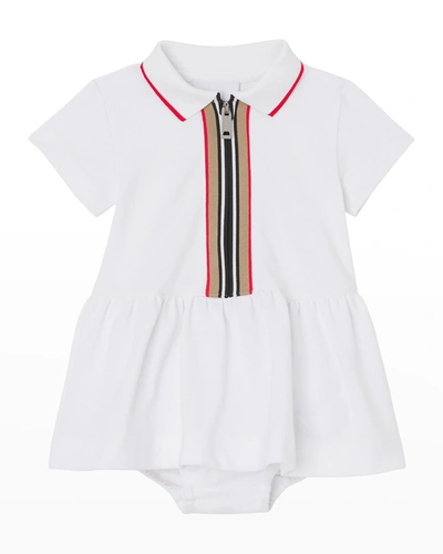 Burberry Kids' Girl's Emiko Icon Stripe Polo Dress W/ Bloomers In White