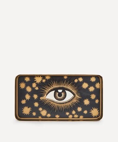 Les Ottomans Eye Hand-painted Iron Tray In Black
