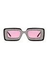 GUCCI HOLLYWOOD FOREVER RECTANGULAR SUNGLASSES,GUCC-WA143