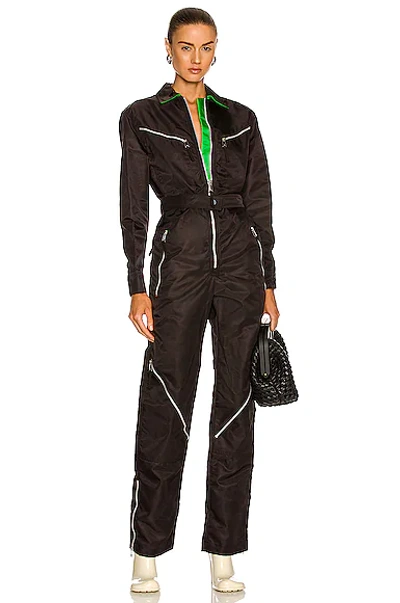 Bottega Veneta Zip-detail Long-sleeve Jumpsuit In Black