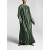 ASCENO RHODES FOREST GREEN BAMBOO SATIN MAXI DRESS,D015F24C127M/L