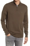 Allsaints Kilburn Quarter Zip Wool Blend Sweater In Haze Green