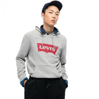 Levi's 李维斯男士logo印花灰色连帽套头卫衣 In Gray