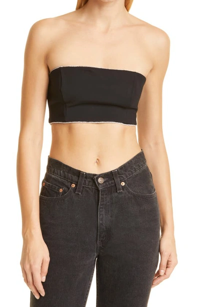 Staud Lillies Crystal-embellished Jersey Bandeau Top In Black
