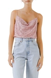 Endless Rose Sequins Cowl Neck Camisole In Pink