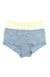 Hanky Panky Assorted 2-pack Lace Boyshorts In Ivory/ Grey Mist