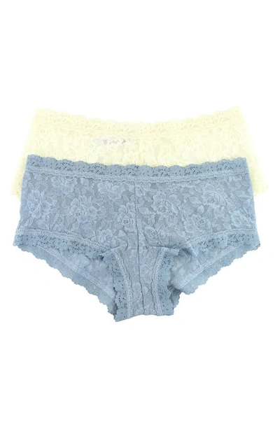 Hanky Panky Assorted 2-pack Lace Boyshorts In Ivory/ Grey Mist