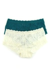 Hanky Panky Assorted 2-pack Lace Boyshorts In Night Forest/ Ivory