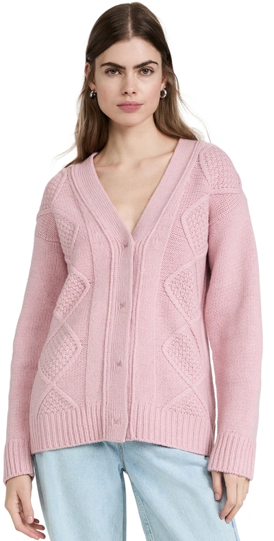 Atm Anthony Thomas Melillo Merino Wool Cable-knit Cardigan In Blush Pink