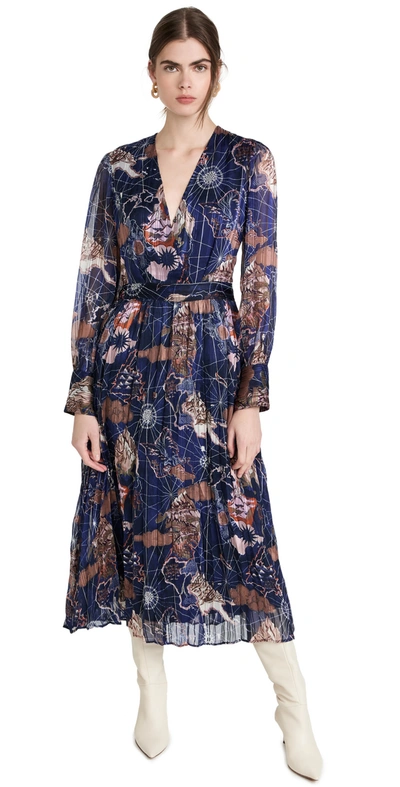 Scotch & Soda Printed Midi Shirt Dress In Combo G