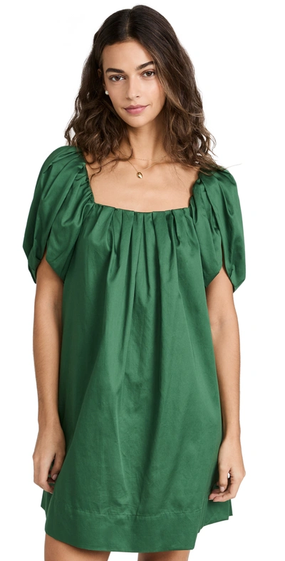 Rebecca Taylor Tulip-sleeve Cotton Dress In Emerald