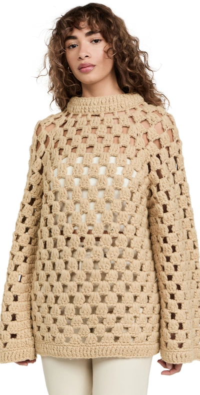 Rebecca Taylor Open Stitch Alpaca Blend Sweater In Mustard