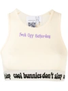 NATASHA ZINKO SLOGAN-PRINT CROPPED VEST TOP