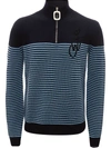 Jw Anderson Logo-embroidered Ribbed-merino Sweater In Blue