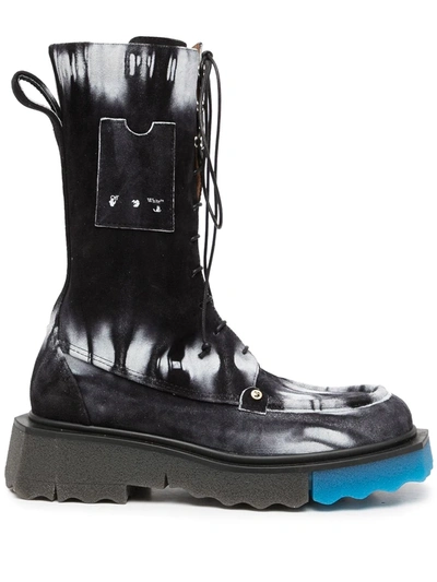 Off-white Tie-dye Sponge Boots In Black