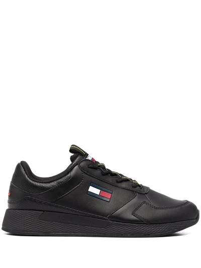 Tommy Jeans Logo-patch Low-top Sneakers In Black