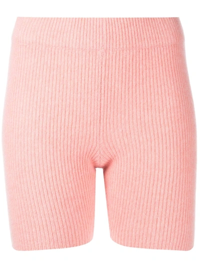 The Elder Statesman Ribbed-knit Bike Shorts In Pink