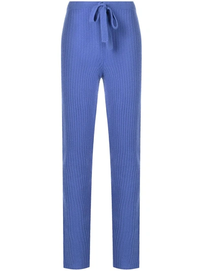The Elder Statesman Soft-rib Cashmere Leggings In Blue
