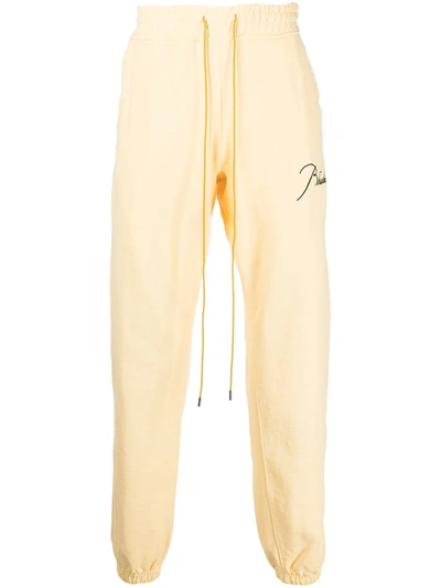 Rhude Logo-embroidered Track Trousers In Yellow