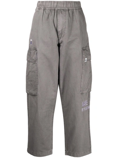 Aape By A Bathing Ape Graphic-print Cotton Cargo Trousers In Grey
