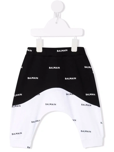 Balmain Babies' Logo Print Track Trousers In White