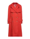 SEALUP SEALUP WOMAN OVERCOAT RED SIZE 6 COTTON, POLYURETHANE,16079937DG 3