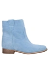Gisel Moire Ankle Boots In Sky Blue