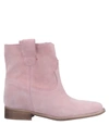 Gisel Moire Ankle Boots In Pink