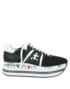 Premiata Beth Sneakers In Black Leather And Fabric In Black