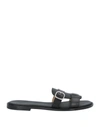Doucal's Leather Flat Sandals In Black