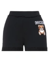 Moschino Teddy Motif Embroidered Track Shorts In Black