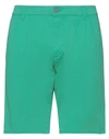 2 Men Man Shorts & Bermuda Shorts Green Size 33 Cotton, Elastane