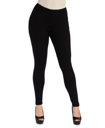 24seven Comfort Apparel Women's Stretch Ankle Length Leggings In Black