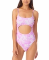 California Waves Trendy Plus Size Tie-dye Cutout One-piece Swimsuit, Created For Macy's In Pink Tie Dye
