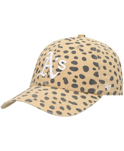 47 Brand Women's Tan Oakland Athletics Cheetah Clean Up Adjustable Hat In Multi