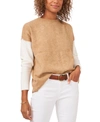 Vince Camuto Colorblock Crewneck Sweater In Latte Heather
