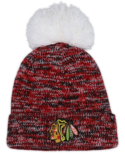 47 Brand Women's Black Chicago Blackhawks Triple Cross Cuffed Knit Hat With Pom