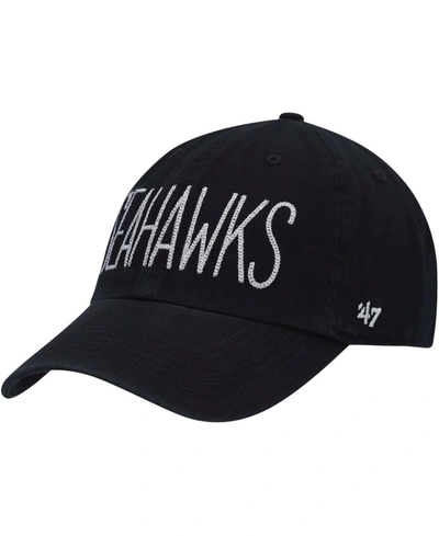 47 Brand Women's '47 Black Seattle Seahawks Shimmer Text Clean Up Adjustable Hat