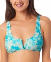 California Waves Juniors' V-wire Bralette Bikini Top, Created For Macy's Women's Swimsuit In Blue Tie Dye
