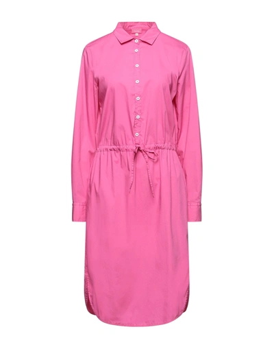 Her Shirt Her Dress Midi Dresses In Fuchsia