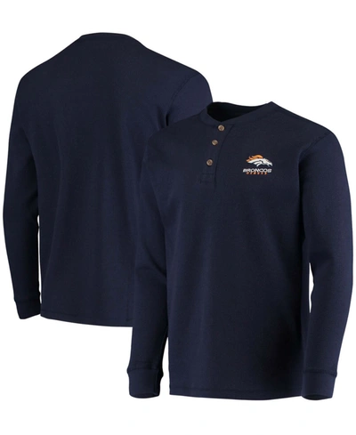 Dunbrooke Men's Navy Denver Broncos Maverick Thermal Henley Long Sleeve T-shirt