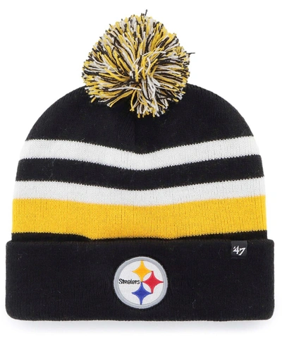 47 Brand Men's Black Pittsburgh Steelers State Line Cuffed Knit Hat With Pom