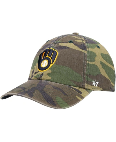 47 Brand Men's Camo Milwaukee Brewers Team Clean Up Adjustable Hat