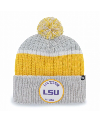 47 Brand Men's Gray Lsu Tigers Holcomb Cuffed Knit Hat With Pom